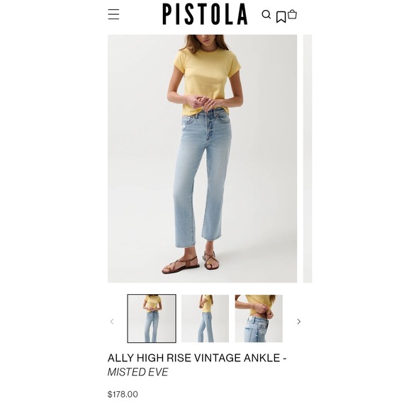 pistola Denim - Pistola‎ Ally High Rise Vintage Ankle Distressed Jeans Scholar Blue 26 NEW